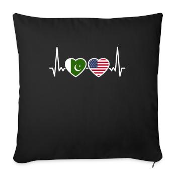 Pakistan USA Heartbeat Flag Pakistani - Sofa pillowcase 17,3'' x 17,3'' (45 x 45 cm) - black - Front