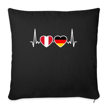 Peru Germany Heartbeat Flag Peruvian - Sofa pillowcase 17,3'' x 17,3'' (45 x 45 cm) - black - Front