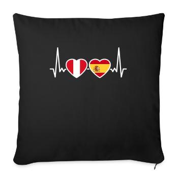 Peru Spain Heartbeat Flag Spanish Peruvian - Sofa pillowcase 17,3'' x 17,3'' (45 x 45 cm) - black - Front