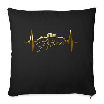 Athen Skyline Herzschlag Griechenland Akropolis - Sofakissenbezug 45 x 45 cm - Schwarz - Vorne