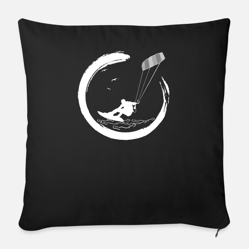kitesurf kitesurf kitesurf planche de kite surf - Housse de coussin décorative 45 x 45 cm - noir