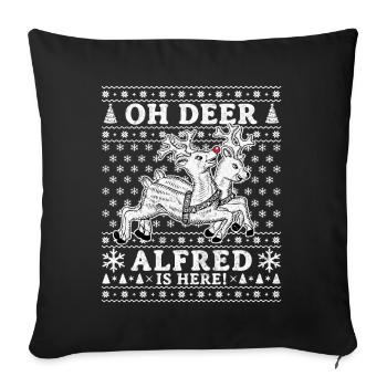 Oh Deer - Alfred is here Ugly Weihnachten - Sofakissenbezug 45 x 45 cm - Schwarz - Vorne