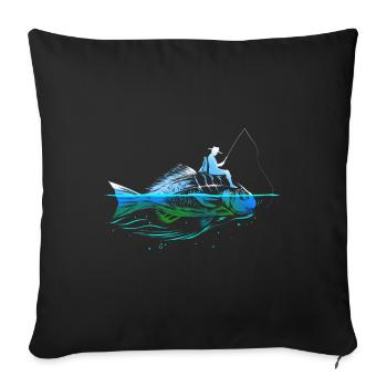 Angler with Fishing Rod Fishing Holiday Gift for - Sofa pillowcase 17,3'' x 17,3'' (45 x 45 cm) - black - Front