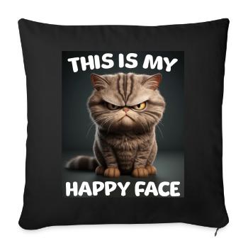 Funny Cats Shirt Grumpy - Sofa pillowcase 17,3'' x 17,3'' (45 x 45 cm) - black - Front