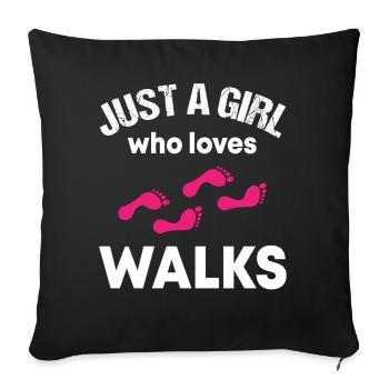 Einfache Spaziergang-Liebhaberin Geschenk - Sofakissenbezug 45 x 45 cm - Schwarz - Vorne
