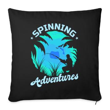 Fishing, Angler, Fisherman Fishing and Pike Fishing - Sofa pillowcase 17,3'' x 17,3'' (45 x 45 cm) - black - Front