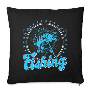 Fishing, Angler, Fisherman Fishing and Pike Fishing - Sofa pillowcase 17,3'' x 17,3'' (45 x 45 cm) - black - Front
