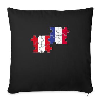 Pérou France Vintage drapeau Français péruvien - Housse de coussin décorative 45 x 45 cm - noir - Devant
