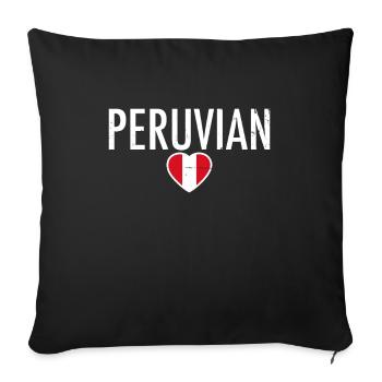 Peruvian Peru Heart Vintage Peruvian Flag - Sofa pillowcase 17,3'' x 17,3'' (45 x 45 cm) - black - Front