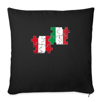 Pérou Italie Vintage drapeau italien péruvien - Housse de coussin décorative 45 x 45 cm - noir - Devant