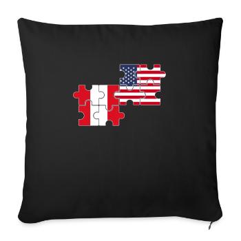 Pérou États-Unis Drapeau Américain Péruvien - Housse de coussin décorative 45 x 45 cm - noir - Devant