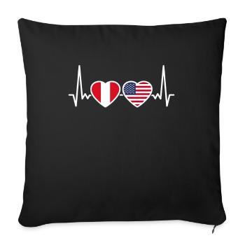 Peru USA Heartbeat Flag American Peruvian - Sofa pillowcase 17,3'' x 17,3'' (45 x 45 cm) - black - Front