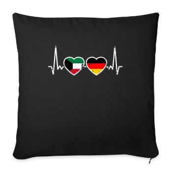 Kuwait Germany Vintage Heartbeat Flag - Sofa pillowcase 17,3'' x 17,3'' (45 x 45 cm) - black - Front