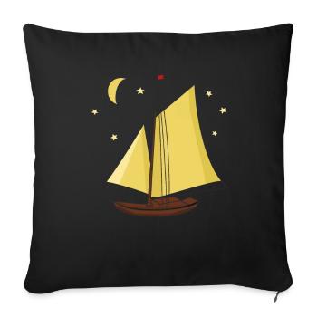 sailboat, boat, ship, seafaring, stars, moon, ahoy - Sofa pillowcase 17,3'' x 17,3'' (45 x 45 cm) - black - Front