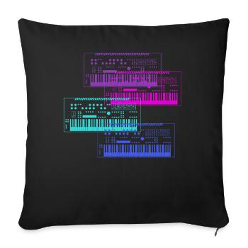 Synthesizer Sammlung Musik Design - Sofakissenbezug 45 x 45 cm - Schwarz - Vorne