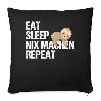 Faulbär Tagesroutine Deutsch Humor Geschenk - Sofakissenbezug 45 x 45 cm - Schwarz - Vorne