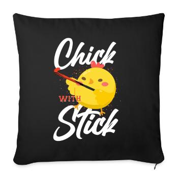 Field Hockey Chicken Chick With - Sofa pillowcase 17,3'' x 17,3'' (45 x 45 cm) - black - Front