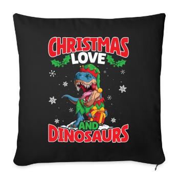 Dino Boy Kids Christmas Love Dinosaur - Sofa pillowcase 17,3'' x 17,3'' (45 x 45 cm) - black - Front