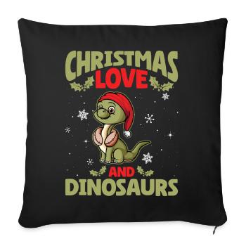Dino Boy Kids Christmas Love Dinosaur - Sofa pillowcase 17,3'' x 17,3'' (45 x 45 cm) - black - Front