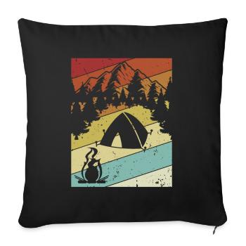 Retro Campsite Tents Glamping Camper Camping - Sofa pillowcase 17,3'' x 17,3'' (45 x 45 cm) - black - Front