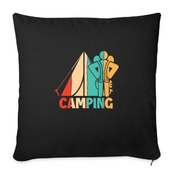 Retro Campsite Tents Glamping Camper Camping - Sofa pillowcase 17,3'' x 17,3'' (45 x 45 cm) - black - Front