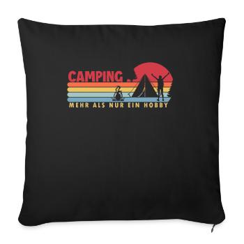Le camping plus qu’un camping de glamping amateur - Housse de coussin décorative 45 x 45 cm - noir - Devant