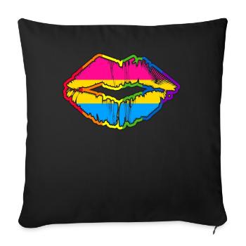Pansexual Flag Lips LGBTQ Rainbow Gay Pride - Sofakissenbezug 45 x 45 cm - Schwarz - Vorne