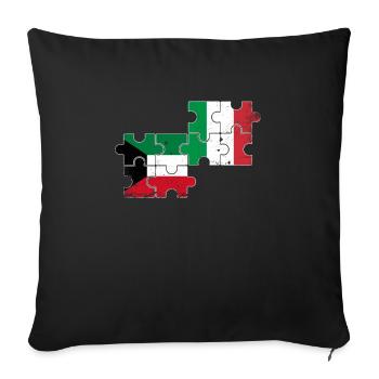Koweït Italie Vintage drapeau italien koweïtien - Housse de coussin décorative 45 x 45 cm - noir - Devant