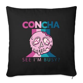 Concha Voir Je suis occupé Amateur de pâtisserie de pain de coquille sucrée - Housse de coussin décorative 45 x 45 cm - noir - Devant