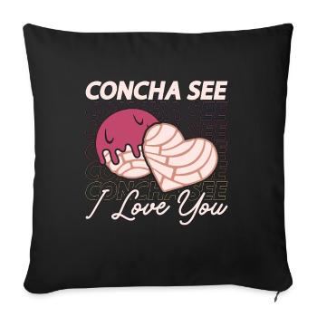 Concha See I Love You Conchas mexicaines de pain sucré - Housse de coussin décorative 45 x 45 cm - noir - Devant