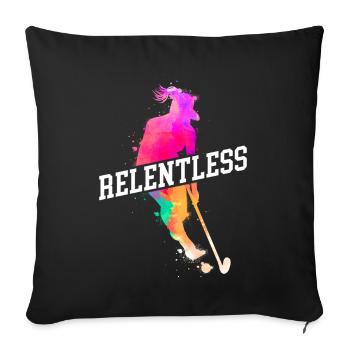 Hockey sur gazon aquarelle implacable - Housse de coussin décorative 45 x 45 cm - noir - Devant