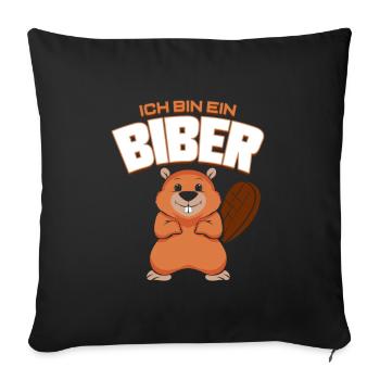 Biber Lustiges Geschenk für Tierfreund Nagetier - Sofakissenbezug 45 x 45 cm - Schwarz - Vorne