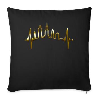 Chicago Skyline Heartbeat USA Heart I Love Chicago - Housse de coussin décorative 45 x 45 cm - noir - Devant
