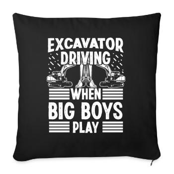 Baggerfahrer Excavator Driving Big Boy Play Bagger - Sofakissenbezug 45 x 45 cm - Schwarz - Vorne