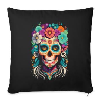 Design de La Catrina pour le Día de los Muertos - Housse de coussin décorative 45 x 45 cm - noir - Devant
