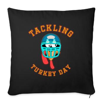 S’attaquer à la journée de la dinde Football américain Thanksgiving - Housse de coussin décorative 45 x 45 cm - noir - Devant