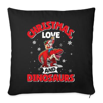Dino Boy Kids Christmas Love Dinosaur - Sofa pillowcase 17,3'' x 17,3'' (45 x 45 cm) - black - Front