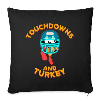 Touchdowns et football de Thanksgiving en Turquie - Housse de coussin décorative 45 x 45 cm - noir - Devant