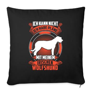 Irischer Wolfshund kann nicht Windhund - Sofakissenbezug 45 x 45 cm - Schwarz - Vorne