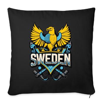Pride of Sweden - Our Heroic Coat of Arms - Sofa pillowcase 17,3'' x 17,3'' (45 x 45 cm) - black - Front
