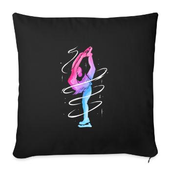 Figure skater gift for figure skating - Sofa pillowcase 17,3'' x 17,3'' (45 x 45 cm) - black - Front