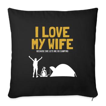 J’aime ma femme Camping Tentes Glamping - Housse de coussin décorative 45 x 45 cm - noir - Devant