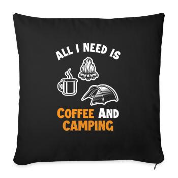 Coffee and Camping Glamping Campsite Tents - Sofa pillowcase 17,3'' x 17,3'' (45 x 45 cm) - black - Front