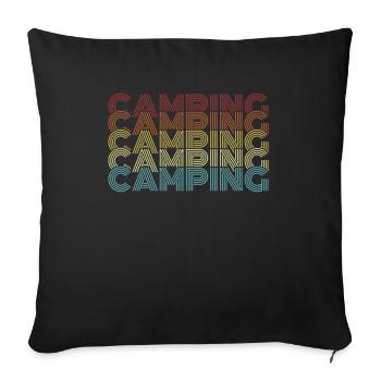 Camping Retro Text Tents Glamping Campsite - Sofa pillowcase 17,3'' x 17,3'' (45 x 45 cm) - black - Front