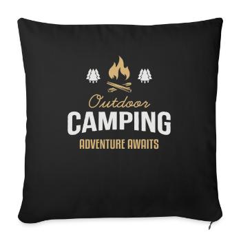 Outdoor Camping Adventure Awaits Zelten Glamping - Sofa pillowcase 17,3'' x 17,3'' (45 x 45 cm) - black - Front