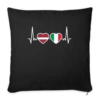 Latvia Italy Heartbeat Flag Latvia - Sofa pillowcase 17,3'' x 17,3'' (45 x 45 cm) - black - Front