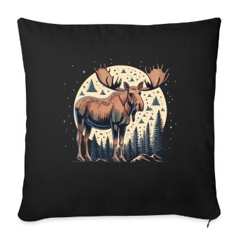 In harmony with nature: moose of the north - Sofa pillowcase 17,3'' x 17,3'' (45 x 45 cm) - black - Front