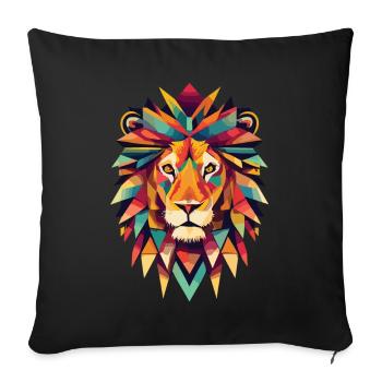 Geometric Lion Head - Sofa pillowcase 17,3'' x 17,3'' (45 x 45 cm) - black - Front