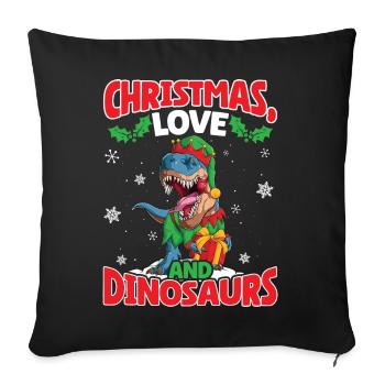 Dino Boy Kids Christmas Love Dinosaur - Sofa pillowcase 17,3'' x 17,3'' (45 x 45 cm) - black - Front