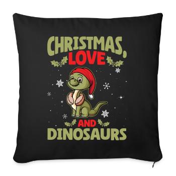 Dino Boy Kids Christmas Love Dinosaur - Sofa pillowcase 17,3'' x 17,3'' (45 x 45 cm) - black - Front